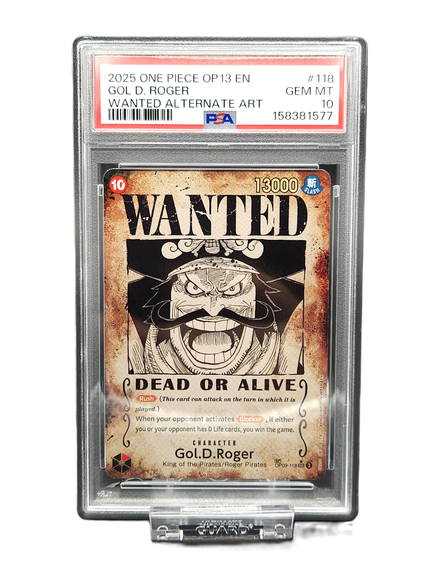 One Piece TCG PSA 10 Gol D. Roger SP Wanted OP09-118 Englisch